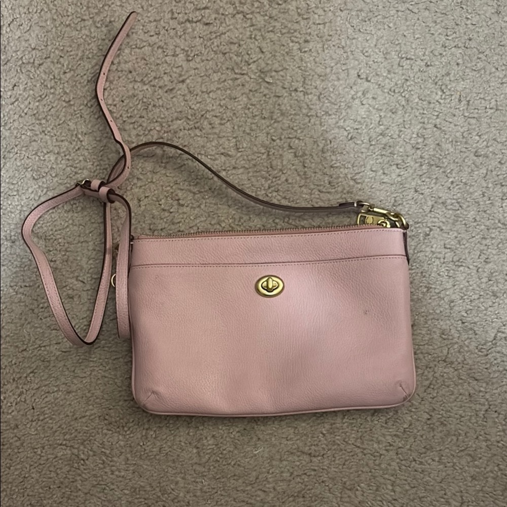 Coach Pink Leather Wristlet Clutch